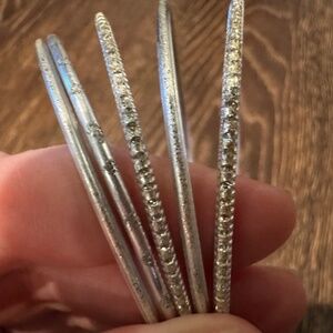 Set of Five Shiny Stackable Bracelets